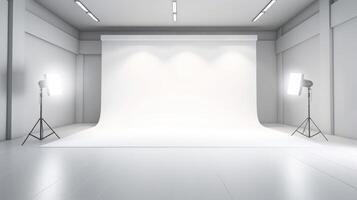 Empty white studio room. Illustration photo