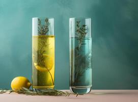 Lemonade with lemon. Illustration photo