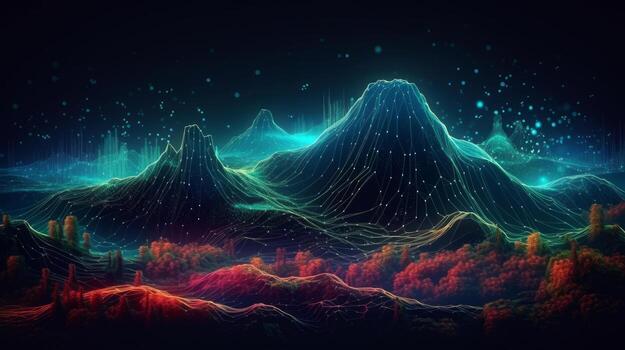 High tech futuristic computer graphics background, Illustration photo