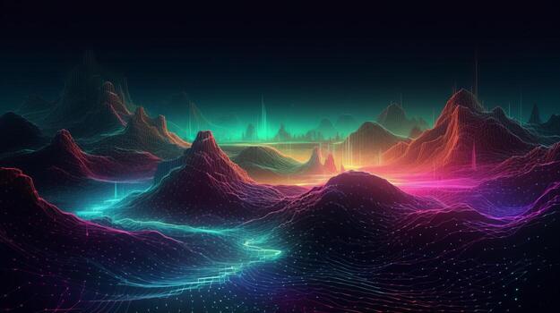 High tech futuristic computer graphics background, Illustration photo