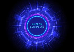 Abstract Background Futuristic Technology The bright blue tech circle and the laser glow circle have a blank space in the upper center of the letter. gradient background vector