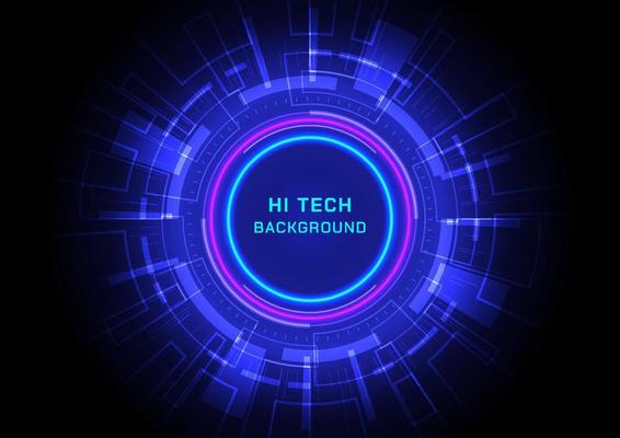 Abstract Background Futuristic Technology The bright blue tech circle and the laser glow circle have a blank space in the upper center of the letter. gradient background