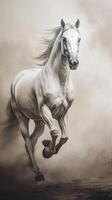 White horse galloping in the desert. Illustration photo