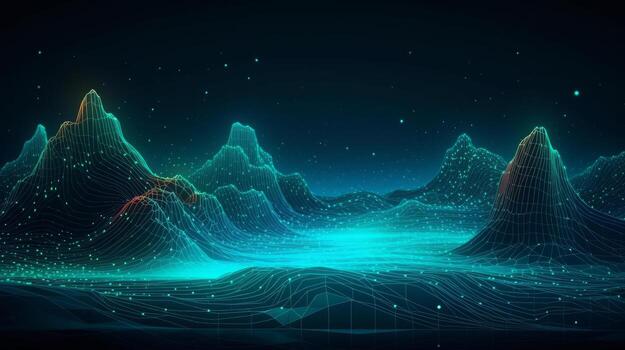 High tech futuristic computer graphics background, Illustration photo