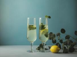 Lemonade with lemon. Illustration photo