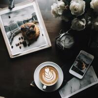 Coffee background for social media post. Illustration photo