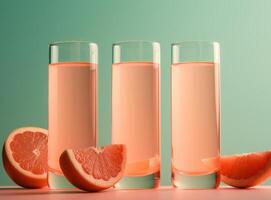 Glass of grapefruit juice with slices of orange Illustration photo