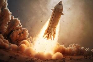 Space wallpaper rocket launch explosion with fire exploding. Illustration photo