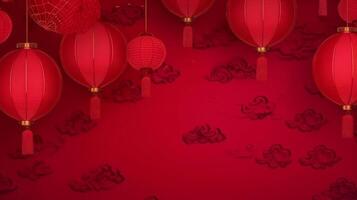 Red Chinese Background with Lanterns. Illustration photo