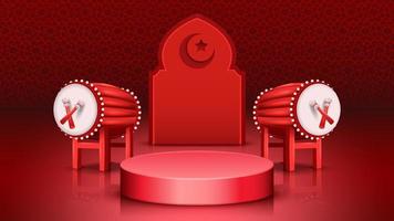 Ilsamic Ramadan Podium on Red Background vector