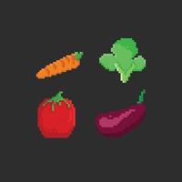 vegetable set in pixel art style vector