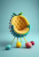 illustration of aim chair have fruit shape, studio background solid photo