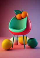 illustration of aim chair have fruit shape, studio background solid photo