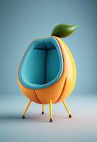 illustration of aim chair have fruit shape, studio background solid photo