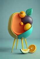 illustration of aim chair have fruit shape, studio background solid photo