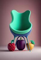 generativo ai ilustración de objetivo silla tener Fruta forma, estudio antecedentes sólido foto