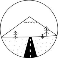 Simple road leading into a mountain landscape icon vector