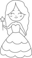 Simple clipart style princess outline icon vector