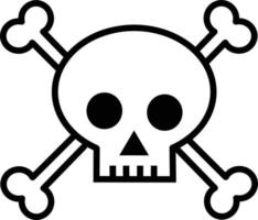 Simple clipart style skull and crossbones outline icon vector