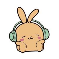 Cute Bunny Listening to Music vector