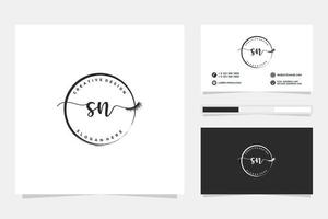 Initial SN Feminine logo collections and business card template Premium Vector