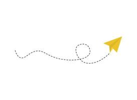 Dashed line paper airplane route vector