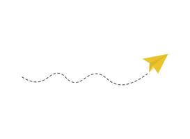 Dashed line paper airplane route vector