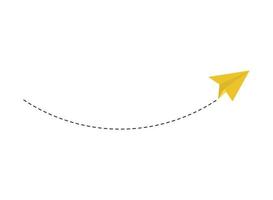 Dashed line paper airplane route vector