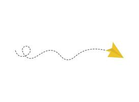 Dashed line paper airplane route vector