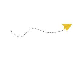 ruta de avión de papel de línea discontinua vector