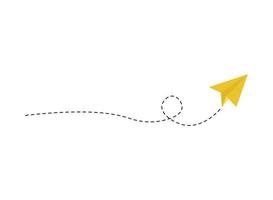 Dashed line paper airplane route vector