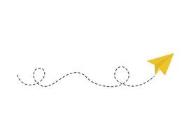 Dashed line paper airplane route vector