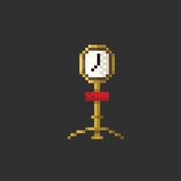 standing clock in pixel art style vector