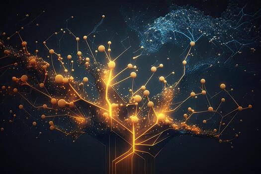 resumen digital antecedentes con cibernético partícula. ai generado foto