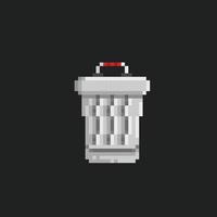 trash can in pixel art style vector