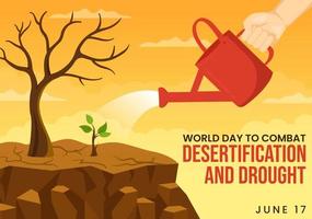 World Day to Combat Desertification and Drought Vector Illustration with Turning the Desert Into Fertile Land and Pastures in Hand Drawn Illustration