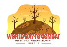 World Day to Combat Desertification and Drought Vector Illustration with Turning the Desert Into Fertile Land and Pastures in Hand Drawn Illustration