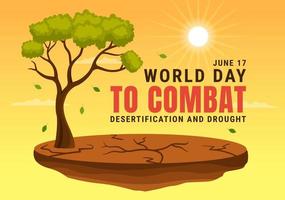 World Day to Combat Desertification and Drought Vector Illustration with Turning the Desert Into Fertile Land and Pastures in Hand Drawn Illustration