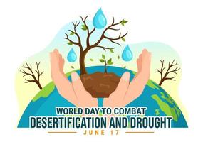 World Day to Combat Desertification and Drought Vector Illustration with Turning the Desert Into Fertile Land and Pastures in Hand Drawn Illustration