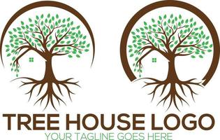 Tree house logo design - vector Free Vector