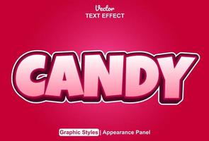 candy text effect with pink graphic style and editable. vector