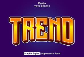 trend text effect with orange graphic style and editable vector