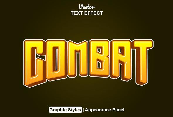 combat text effect with orange graphic style and editable.