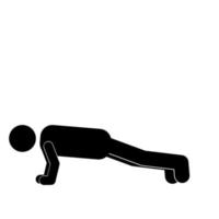 stick figure of people doing sports. puss up. plank. weightlifting. gym vector