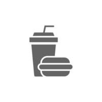 Music festival, burger, drink, fast food vector icon