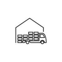 truck in warehouse outline vector icon