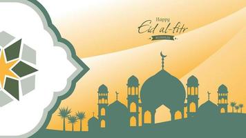 illustration of mosque for eid al fitr greeting template design vector