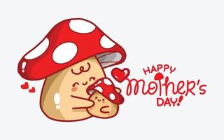 Cute Mushroom Mother and Child Vector