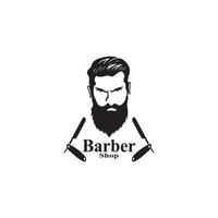 Barber Shop Hair Style Silhouette Vector Template