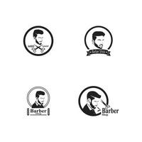 Barber Shop Hair Style Silhouette Vector Template